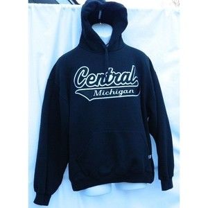 Russell Central Michigan Hoodie Size L Blue/White Print Pouch Pocket